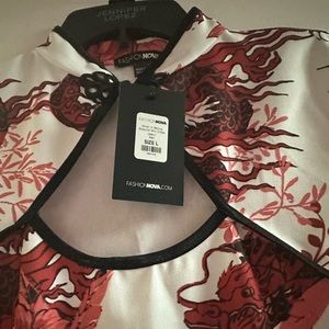 Red and White Asian Dragon inspired Fashion Nova dress size Large with Tags